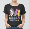 4 Years Old Unicorn Flossing 4Th Birthday Girl Unicorn Party V4 Women T-shirt