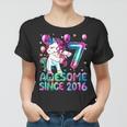 7 Years Old Unicorn Flossing 7Th Birthday Girl Unicorn Party Women T-shirt