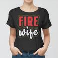 Feuerwehrfrau Ehefrau Damen Frauen Tshirt, Schwarz mit Aufschrift