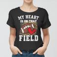 Funny My Heart Is On That Field Football Mom Leopard Women T-shirt