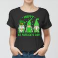 Happy St Patricks Day Three Gnomes Squad Holding Shamrock Women T-shirt