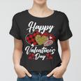 Happy Valentines Day Hearts With Leopard Plaid Valentine Women T-shirt