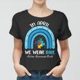 In April We Wear Blue Puzzle Rainbow Autism Awareness Month Women T-shirt