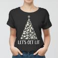 Lets Get Lit Weihnachtsbaum Geschenke Lebkuchen Schneemann Frauen Tshirt