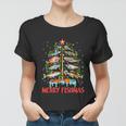 Merry Fishmas Funny Fishing Christmas Tree Lights Women T-shirt