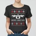 Military Airplane Ugly Christmas Sweater Army Veteran Xmas V2 Women T-shirt