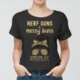 Nerf Guns And Messy Buns Funny Momlife Leopard Print Women T-shirt