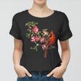 Red Cardinal Bird And Pink Flowering Dogwood Blossoms Women T-shirt