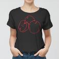 Schwarzes Frauen Tshirt mit Rotem Apfel-Design, Kreatives Obst Motiv Tee