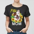 Womens Pitbull Pittie Mom Sunflower Mothers Day Gift Women T-shirt