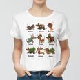 Christmas Deer Dachshund Custom Dog Name Santa Hat Xmas Tree Women T-shirt