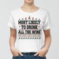 Familien-Weihnachts-Frauen Tshirt: Wer trinkt den Wein? Lustiges Design