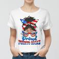 Proud Puerto Rican Latina Messy Bun Mama Puerto Rico Flag Women T-shirt