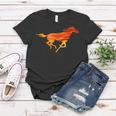 Flammen-Pferd Grafik Frauen Tshirt in Schwarz, Feuriges Design für Reiter Lustige Geschenke