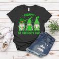 Happy St Patricks Day Three Gnomes Squad Holding Shamrock Women T-shirt Funny Gifts