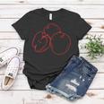 Schwarzes Frauen Tshirt mit Rotem Apfel-Design, Kreatives Obst Motiv Tee Lustige Geschenke