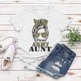 Proud Army Aunt Camouflage Messy Bun Soldier Mothers Day Women T-shirt Funny Gifts
