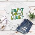 St Patricks Day Happy Go Lucky Shamrock Irish Retro Groovy V2 Women T-shirt Unique Gifts