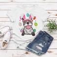 Womens Cute Bunny Boston Terrier Dog Face Easter Eggs Easter Women T-shirt Unique Gifts