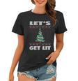 Lets Get Lit Funny Ugly Christmas Cool Gift Women T-shirt