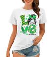 Funny Icu Nurse St Patricks Day Love Nurse Life Messy Bun Women T-shirt