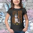 Siberian Husky Dog Pumpkin American Flag Witch Halloween Youth T-shirt