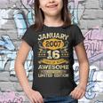 Vintage January 2007 16Th Birthday Boys Gifts 16 Years Old Youth T-shirt