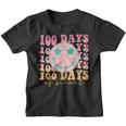 Happy 100 Days Of School Happy Smiling Face Retro Groovy  Youth T-shirt