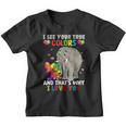I See Your True Color Autism Awareness Elephant Kids Youth T-shirt