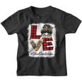 School Social Worker Love Messy Bun Leopard Back To School Youth T-shirt