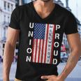 Union Proud American Flag Millwright Men V-Neck Tshirt