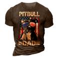 Best Pitbull Dad Ever American Flag 4Th Of July Gift For Mens 3D Print Casual Tshirt Brown