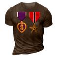 Bronze Star And Purple Heart Medal Military Personnel Award 3D Print Casual Tshirt Brown