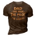 Dad The Man The Pilot The Legend Airlines Airplane Lover 3D Print Casual Tshirt Brown