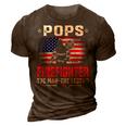 Distressed American Flag Pops Firefighter The Legend Retro 3D Print Casual Tshirt Brown