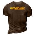 Fake Mechanic 3D Print Casual Tshirt Brown