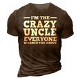 Funny Uncle Design For Men Dad Brother Crazy Uncle Lovers 3D Print Casual Tshirt Brown