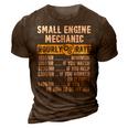 Funny Vintage Small Engine Repair Mechanic Hourly Rate Gift For Mens 3D Print Casual Tshirt Brown