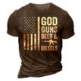 God Guns Beer & Diesels Diesel Truck Mechanic Usa Flag 3D Print Casual Tshirt Brown