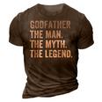 Godfather The Man The Myth The Legend Best Uncle Godparent 3D Print Casual Tshirt Brown