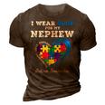 I Wear Blue For My Nephew Autism Awareness Uncle Aunt Puzzle 3D Print Casual Tshirt Brown