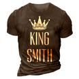 King Smith Surname Last Name Dad Gift Grandpa 3D Print Casual Tshirt Brown