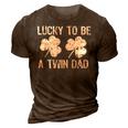 Lucky To Be A Twin Dad St Patricks Day 3D Print Casual Tshirt Brown