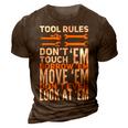 Mechanic Tool Rules Dont Touch Em Borrow Em 3D Print Casual Tshirt Brown