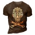 Mechanical Engineer Skull Mechanic Lazy Costume Gift 3D Print Casual Tshirt Brown