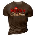 Merry Christmas Buffalo Plaid Red Santa Hat Xmas Pajamas  V2 3D Print Casual Tshirt Brown