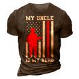 My Uncle Is My Hero Firefighter Thin Red Line Flag 3D Print Casual Tshirt Brown