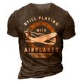 Pilot Airplane Mechanic Aviation Rc Planes 3D Print Casual Tshirt Brown