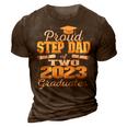 Proud Step Dad Of Two 2023 Graduate Class 2023 Graduation 3D Print Casual Tshirt Brown