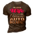 Proud Wife Of Freaking Awesome Auto Mechanic Wife 3D Print Casual Tshirt Brown